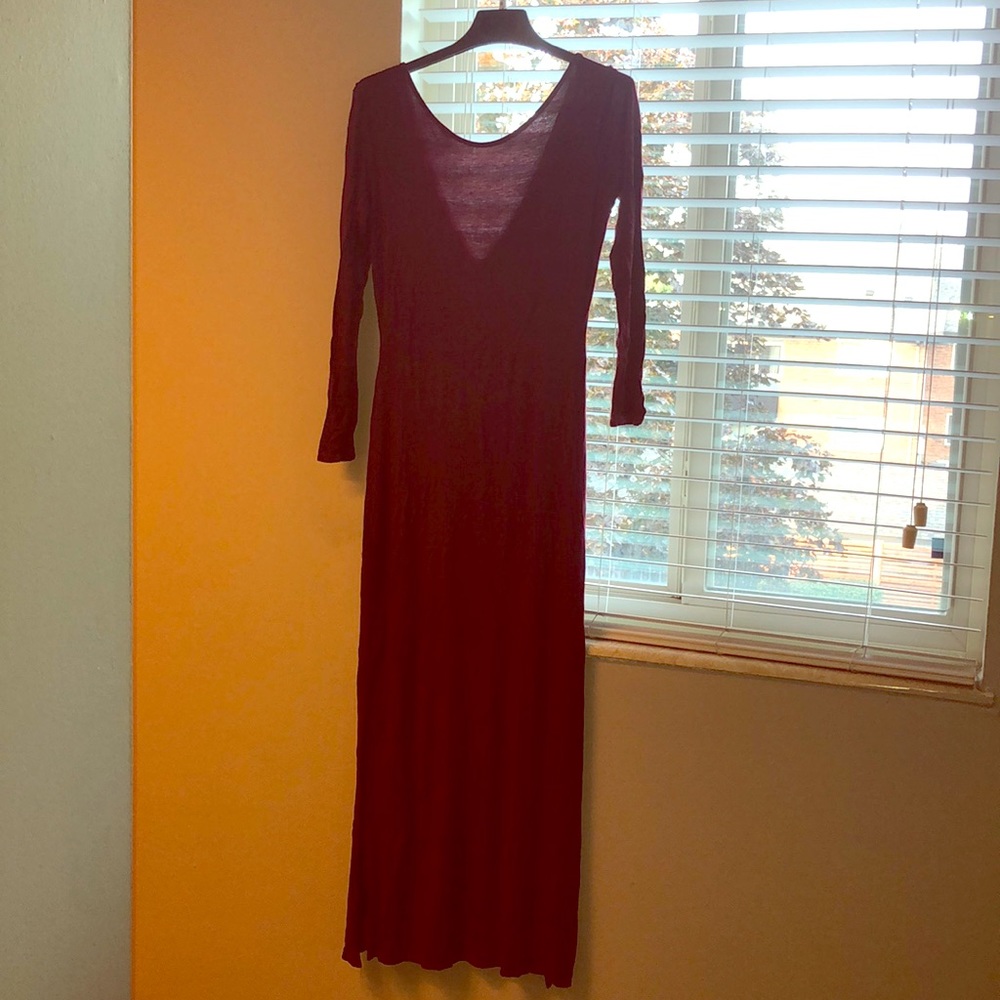 Burgundy Long Sleeve Bodycon Dress – Size L – Evening / Date Night